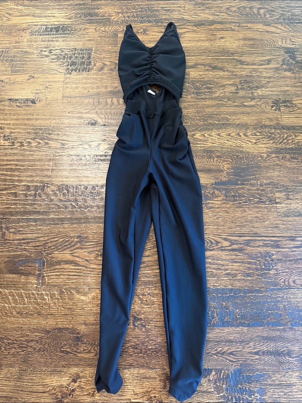 Bluewater Dancewear Black Ruched Cutout Dance Jumpsuit